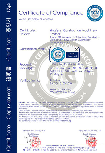 China GUANGZHOU XIEBANG MACHINERY CO., LTD Certification